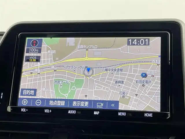 トヨタ Ｃ－ＨＲ G モード ネロ 福岡県 2019(平31)年 0.9万km ブラッキッシュアゲハガラスフレーク 純正ナビ（ＢＴ，フルセグＴＶ）　/バックカメラ　/ビルトインＥＴＣ　/前方ドラレコ　/ＡＣＣ　/コーナーセンサー　/衝突軽減ブレーキ　/レーンキープ　/ＢＳＭ/ハーフレザー　/前席シートヒーター　/純正１８インチＡＷ