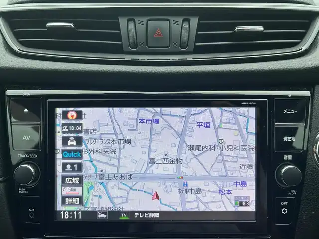 日産 エクストレイル ハイブリッド 20Xi 静岡県 2018(平30)年 7.2万km 黒 エンジンスタートボタン/保証書/取扱説明書/パワーステアリング/パワーウィンドウ/4WD/アイドリングストップ/スマートキー/オートエアコン/クルーズコントロール/プロパイロット/USB入力端子/ETC/全方位カメラ/純正ナビ（CD/DVD/BT/ワンセグ）/電動リアゲート/ドライブレコーダー前後/純正フロアマット/純正アルミホイール/ハーフレザー/全席シートヒーター/ABS/横滑り防止装置/ナイトビジョン/コーナーセンサー前後/オートライト/LEDヘッドライト/ダウンヒルアシストコントロール/Wエアバック/デジタルインナーミラー