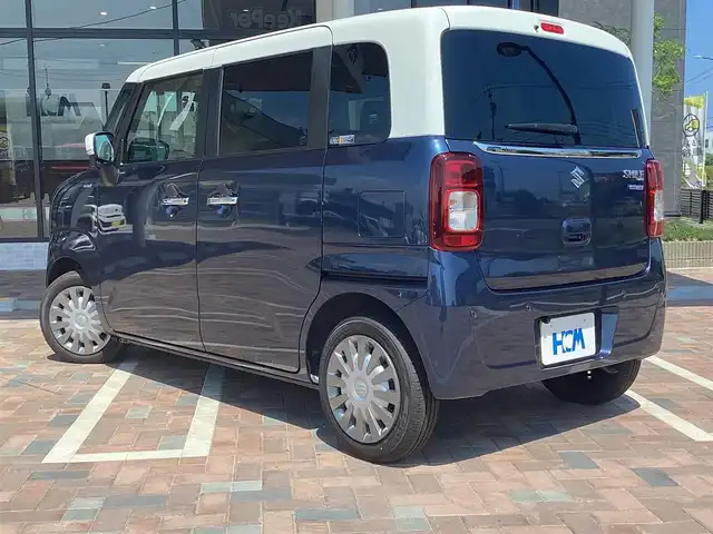 スズキ ワゴンＲ スマイル HYBRID X 三重県 2024(令6)年 0.1千km インディゴブルーメタリック/ホワイト2トーン デュアルカメラブレーキサポート（DCBS）/誤発信抑制機能/車線逸脱警報機能/ふらつき警報機能/先行車発進お知らせ機能/ハイビームアシスト/後退時ブレーキサポート/後方誤発進抑制機能/リヤパーキングセンサー/カロッツエリア8インチナビ/フルセグ/Bluetooth/DVD再生/バックカメラ/両側電動スライドドア/LEDヘッドライト/LEDフォグライト/スマートキー×2/プッシュスタート/シートヒーター/ドライブレコーダー/ETC