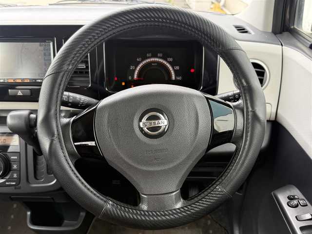 日産 モコ X 佐賀県 2014(平26)年 12.2万km アーバンブラウン 純正SDナビ/（AM FM CD DVD Bluetooth フルセグテレビ）/バックカメラ/ETC/革巻きステアリング/純正14インチアルミホイール/純正フロアマット/プッシュスタート/スマートキー/ドアバイザー/横滑り防止装置/アイドリングストップ