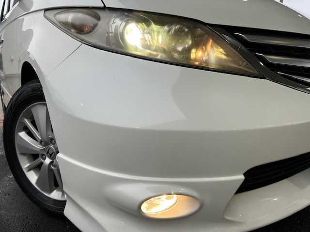 ホンダ エリシオン G Aero HDDナビ SP 道東・釧路十勝 2008(平20)年 15.8万km ブルーイッシュホワイトパール 純正HDDナビ/  (DVD/CD/MSV)/バックカメラ/両側パワースライドドア/HIDヘッドライト/フォグライト/革巻きステアリング/ビルトインETC/ウィンカーミラー/電動格納ミラー/運転席シートリフター/リモコンキー/スペアキー/純正17インチアルミホイール/社外レーダー