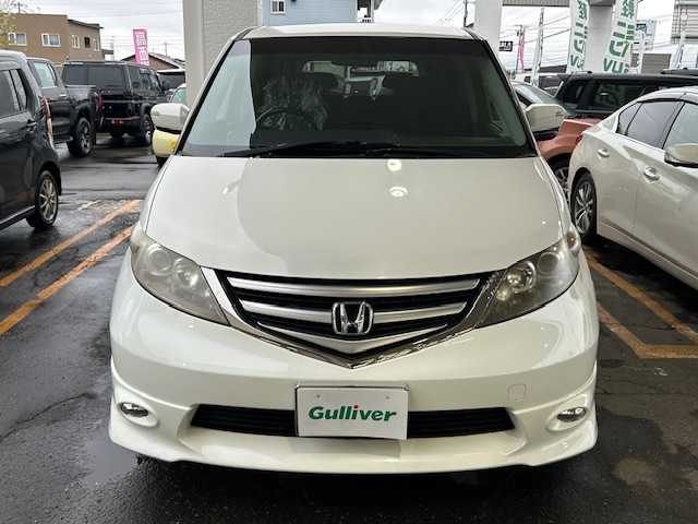 ホンダ エリシオン G Aero HDDナビ SP 道東・釧路十勝 2008(平20)年 15.8万km ブルーイッシュホワイトパール 純正HDDナビ/  (DVD/CD/MSV)/バックカメラ/両側パワースライドドア/HIDヘッドライト/フォグライト/革巻きステアリング/ビルトインETC/ウィンカーミラー/電動格納ミラー/運転席シートリフター/リモコンキー/スペアキー/純正17インチアルミホイール/社外レーダー