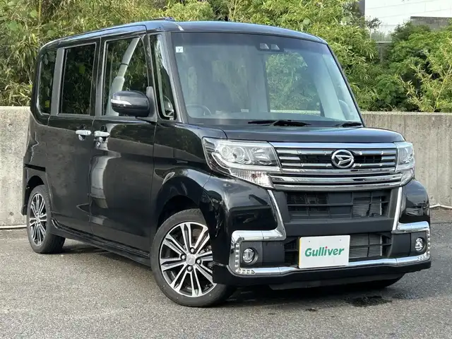 ダイハツ タント カスタム RS トップED SA Ⅲ 長崎県 2017(平29)年 8.8万km ブラックマイカメタリック 社外SDナビ(FM/AM/ワンセグ/CD/DVD/BT)/ビルトインETC/SRSダブル+サイドエアバッグ/スマートアシストIII/ビルトインETC/両側パワスラ/革巻きステアリング/ステアリングスイッチ/オートライト/オートハイビーム/ダイハツビークルスタビリティコントロールシステム/純正15インチアルミホイール/社外フロアマット/プッシュスタート/スマートキー/ターボ