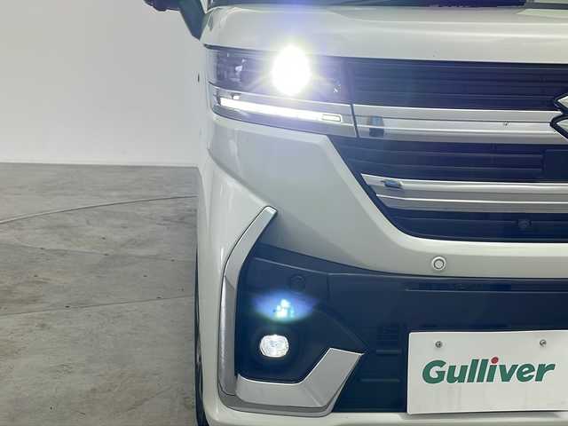 スズキ スペーシア カスタム HYBRID XS 群馬県 2024(令6)年 0.5万km ピュアホワイトP 純正９型ナビ　全周囲カメラ　両側電動スライドドア　ＨＵＤ　シートヒーター　ハンドルヒーター　アダプティブクルーズコントロール　衝突被害軽減ブレーキ　リアサーキュレーター　ＬＥＤ　スマートキー　禁煙車