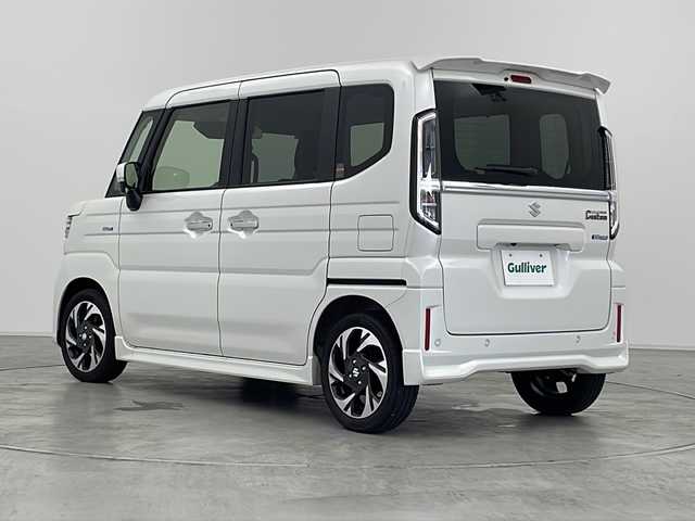 スズキ スペーシア カスタム HYBRID XS 群馬県 2024(令6)年 0.5万km ピュアホワイトP 純正９型ナビ　全周囲カメラ　両側電動スライドドア　ＨＵＤ　シートヒーター　ハンドルヒーター　アダプティブクルーズコントロール　衝突被害軽減ブレーキ　リアサーキュレーター　ＬＥＤ　スマートキー　禁煙車