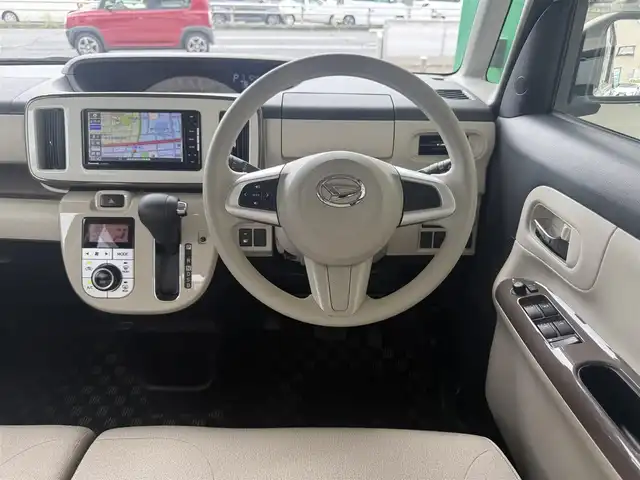 ダイハツ ムーヴ キャンバス X メイクアップ リミテッド SAⅢ 愛知県 2019(平31)年 2.8万km パールホワイトⅢ/ナチュラルベージュマイカメタリック 2トーン /禁煙車//Relax　style//ウッド調デカールパック//ピンストライプ/サイドストライプ/リアバンパーストライプ//フューエルリッドガーニッシュ//社外ナビ//フルセグ/Bluetooth/CD/DVD/SD/MSV/ラジオ//パノラマモニター//両側パワースライドドア//スマートアシストIII//衝突回避支援ブレーキ機能//衝突警報機能//前方後方誤発進抑制制御機能//車線逸脱警報機能//先行車発進お知らせ機能//オートハイビーム//オートヘッドライト//ヘッドライトレベライザー//フォグランプ//プッシュスタート//スペアスマートキー//オートリトラクタブルミラー//VSC＆TRC//ヒルホールドシステム//アイドリングストップ//革巻きステアリング//ステアリモコン//チルトハンドル//フロアマット//後席置きラクボックス//スーパーUV＆IRカットガラス//保証書//取扱説明書//ナビ取扱説明書//点検整備記録簿R2.3.4