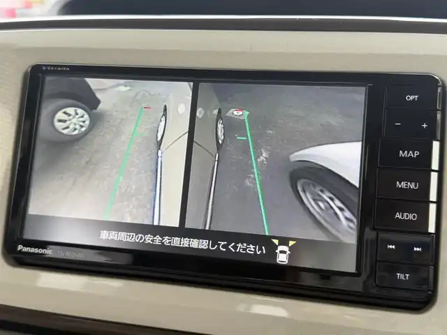ダイハツ ムーヴ キャンバス X メイクアップ リミテッド SAⅢ 愛知県 2019(平31)年 2.8万km パールホワイトⅢ/ナチュラルベージュマイカメタリック 2トーン /禁煙車//Relax　style//ウッド調デカールパック//ピンストライプ/サイドストライプ/リアバンパーストライプ//フューエルリッドガーニッシュ//社外ナビ//フルセグ/Bluetooth/CD/DVD/SD/MSV/ラジオ//パノラマモニター//両側パワースライドドア//スマートアシストIII//衝突回避支援ブレーキ機能//衝突警報機能//前方後方誤発進抑制制御機能//車線逸脱警報機能//先行車発進お知らせ機能//オートハイビーム//オートヘッドライト//ヘッドライトレベライザー//フォグランプ//プッシュスタート//スペアスマートキー//オートリトラクタブルミラー//VSC＆TRC//ヒルホールドシステム//アイドリングストップ//革巻きステアリング//ステアリモコン//チルトハンドル//フロアマット//後席置きラクボックス//スーパーUV＆IRカットガラス//保証書//取扱説明書//ナビ取扱説明書//点検整備記録簿R2.3.4