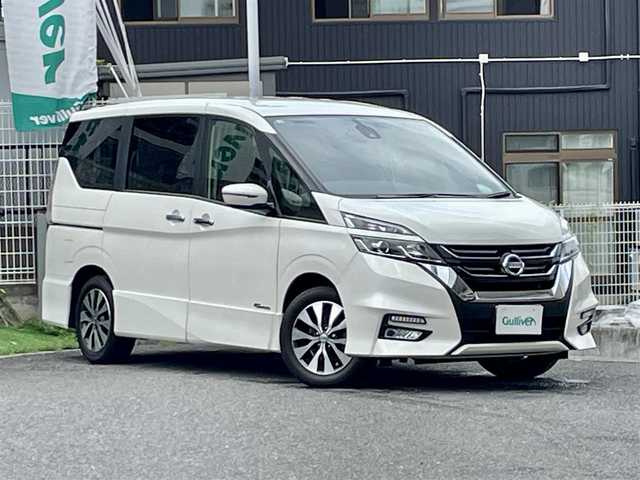 日産 セレナ ハイウェイスター 宮城県 2016(平28)年 9.2万km ブリリアントホワイトパール 純正ナビゲーション/　（フルセグテレビ/CD/DVD/FM/AM/SD）/片側パワースライドドア/クルーズコントロール/ウォークスルー/8人乗り/バックカメラ/アイドリングストップ/横滑り防止/純正フロアマット/プッシュスタート/ワンオーナー/　（保証書・取扱説明書）/社外アルミホイール付きスタッドレスタイヤ積載/　（195/60　16インチ　溝５ｍｍ）