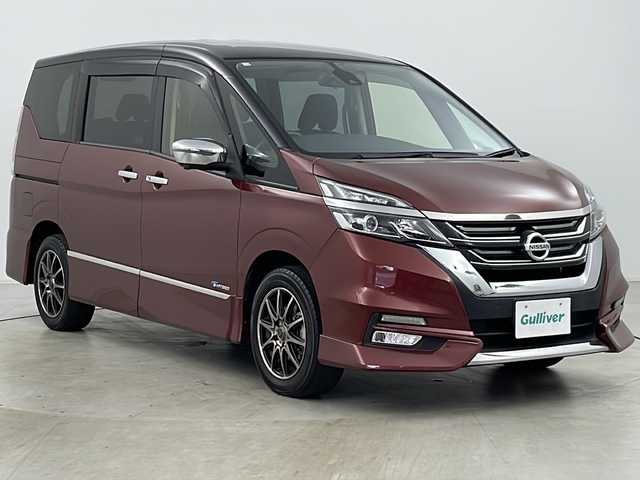 日産 セレナ ハイウェイスター 道央・札幌 2016(平28)年 4万km マルーンレッド 2トーン ・4WD/・寒冷地仕様/・純正ナビ&CD&DVD&SD&BT&USB&フルセグTV/・両側パワースライドドア/・両側ハンズフリーオートスライドドア/・純正11インチフリップダウンモニター/・アラウンドビューモニター/・クルーズコントロール/・インテリジェントエマージェンシーブレーキ/・コーナーセンサー/・社外前方ドライブレコーダー/・ビルトインETC/・ドアミラーヒーター/・ステアリングスイッチ/・純正フロアマット/・LEDヘッドライト/・LEDフォグランプ/・オートライト/・スマートキー