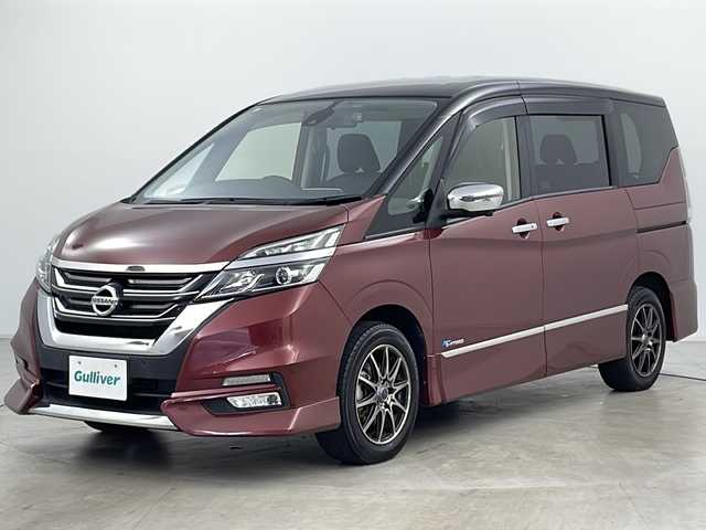 日産 セレナ ハイウェイスター 道央・札幌 2016(平28)年 4万km マルーンレッド 2トーン ・4WD/・寒冷地仕様/・純正ナビ&CD&DVD&SD&BT&USB&フルセグTV/・両側パワースライドドア/・両側ハンズフリーオートスライドドア/・純正11インチフリップダウンモニター/・アラウンドビューモニター/・クルーズコントロール/・インテリジェントエマージェンシーブレーキ/・コーナーセンサー/・社外前方ドライブレコーダー/・ビルトインETC/・ドアミラーヒーター/・ステアリングスイッチ/・純正フロアマット/・LEDヘッドライト/・LEDフォグランプ/・オートライト/・スマートキー