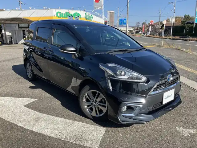 トヨタ シエンタ ハイブリッド G クエロ 広島県 2018(平30)年 5.5万km ブラックマイカ ワンオーナー/セーフティセンス/フロントモデリスタエアロ/両側パワースライドドア/ディラーオプションナビ/バックカメラ/フルセグTV/Bluetooth/ハーフレザー調シート/シートヒーター（運転席・助手席）/LEDヘッドライト/オートライト/ビルトインETC/新車保証書/取扱説明書/スペアキー