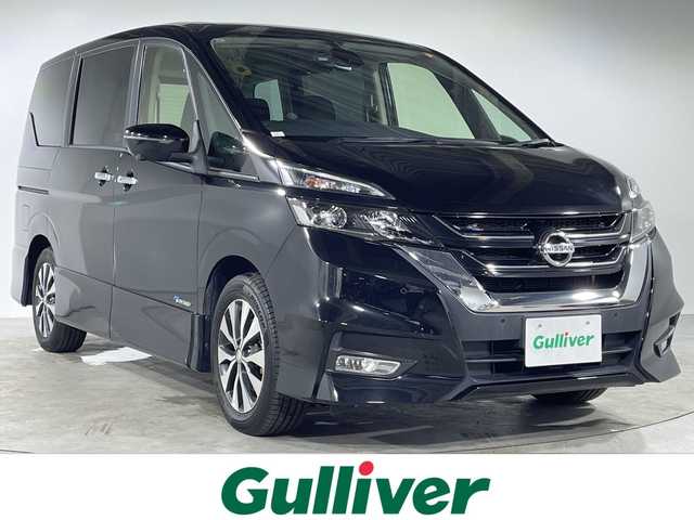 日産 セレナ ハイウェイスター Vセレクション 福岡県 2017(平29)年 5.3万km ダイヤモンドブラック ・ディーラー点検H30-R7年（8月16日）　/・標準仕様1／スクラッチシールド／セーフティパックA/・標準仕様4／標準仕様5  /・純正ナビフルセグTV　DVD　BTA　/・純正フリップダウンモニター　/・アラウンドビューモニター　/・パーキングサポート　/・ETC2.0　/・ドライブレコーダー　/・リアオートエアコン　/・シートバックテーブル/・ロールサンシェード/・両側パワースライドドア/・オートライト/・LEDヘットライト/・フォグライト/・コーナーセンサー/・純正16インチダンロップタイヤ/・スマートキー×２/・プッシュスタート/・保証書/・取説