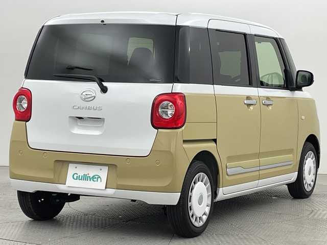 ダイハツ ムーヴ キャンバス ストライプス G 新潟県 2022(令4)年 0.1千km シャイニングホワイトパール/サンドベージュメタリック スマートアシスト/ホッとドリンクホルダー/純正メモリナビ/　CD/DVD/フルセグTV/Bluetooth/バックカメラ/両側パワースライドドア/LEDオートライト/シートヒーター/ステアリングリモコン/電格ミラー/スマートキー