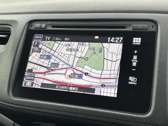 ホンダ ヴェゼル ハイブリッド X 福岡県 2014(平26)年 10万km ミスティックグリーンパール 純正ナビ（ＢＴ，フルセグＴＶ）　/バックカメラ　/ビルトインＥＴＣ　/前後ドライブレコーダー　/クルーズコントロール　/シティブレーキアクティブシステム　/パドルシフト　/ＥＣＯＮ　/純正１６インチＡＷ　/ＬＥＤライト