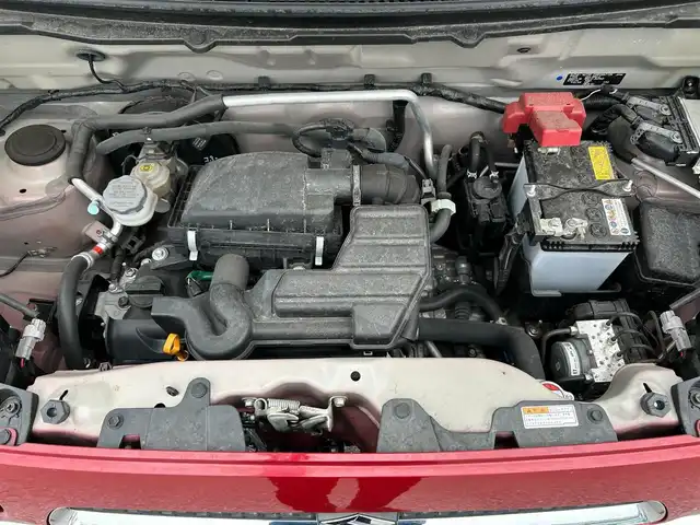 スズキ ハスラー G 滋賀県 2019(令1)年 4.3万km フェニックスレッドパール/ブルーイッシュブラックパール ガソリン（ハイブリッド）/2WD(FF)/CVT/社外7インチナビ【CN-E310D】/（FM/AM/CD/ワンセグ/Bluetooth）/プリクラッシュブレーキアシスト	/ブレーキアシスト	/レーンキープアシスト	/横滑り防止/アイドリングストップ/プッシュスタート/ヘッドライトレベリング/ステアリングスイッチ/ハロゲンヘッドライト/社外フロアマット/ドアバイザー/D/N席シートヒーター/オートエアコン/電動格納ミラー