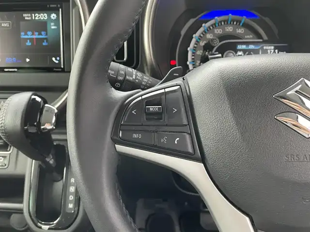 スズキ ハスラー Jスタイル ターボ 滋賀県 2023(令5)年 0.8万km デニムブルー ガンメタリック 2トーン 社外ディスプレイオーディオ/（Bluetooth/CD/DVD/USB）/追従クルーズコントロール/バックカメラ/シートヒーター/ルーフレール/コーナーセンサー/LEDヘッドライト/オートライト/オートハイビーム/純正１５AW/スマートキー/ETC