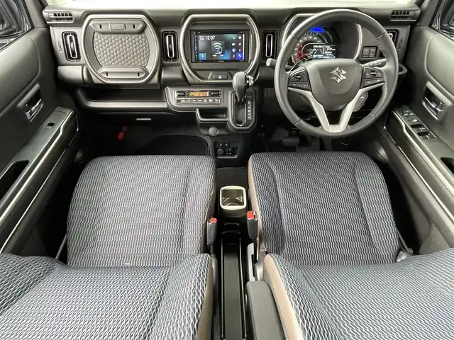 スズキ ハスラー Jスタイル ターボ 滋賀県 2023(令5)年 0.8万km デニムブルー ガンメタリック 2トーン 社外ディスプレイオーディオ/（Bluetooth/CD/DVD/USB）/追従クルーズコントロール/バックカメラ/シートヒーター/ルーフレール/コーナーセンサー/LEDヘッドライト/オートライト/オートハイビーム/純正１５AW/スマートキー/ETC