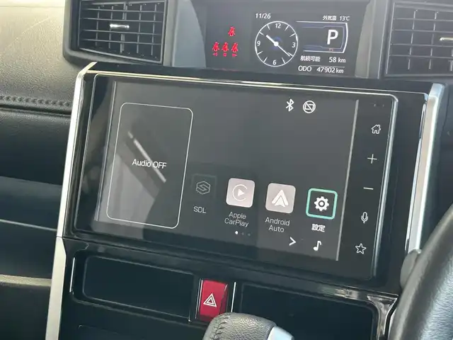 トヨタ ルーミー カスタムG 静岡県 2021(令3)年 4.8万km ブラックマイカメタリック 純正9インチディスプレイオーディオ/（Bluetooth/フルセグTV/AppleCarPlay/AndroidAuto）/保証書/取扱説明書/スマートキー/スペアキー/追従クルーズコントロール/全周囲カメラ/ビルトインETC/前後ドラレコ/両側電動スライド/前席シートヒーター/オートライト/オートハイビーム/LEDヘッドライト/LEDフォグランプ/純正14AW