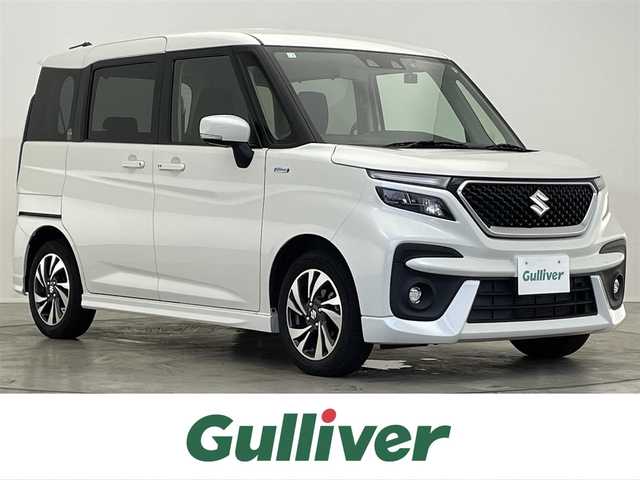 スズキ ソリオ バンディット HV MV 滋賀県 2023(令5)年 4万km ピュアホワイトP 社外7インチナビ/【Bluetooth/CD/DVD/USB】/レーダークルコン /両側パワースライドドア/衝突軽減ブレーキ/リアソナー /レーンキープアシスト/ヘッドアップディスプレイ/D/N席シートヒーター/ETC/前方ドライブレコーダー/プッシュスタート/スマートキー/ステアリングリモコン