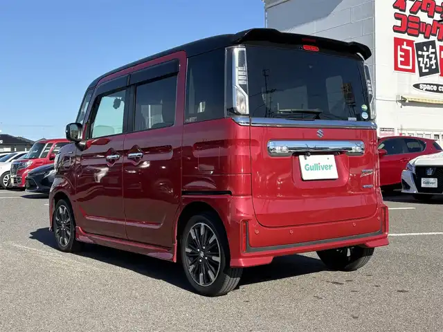 スズキ スペーシア カスタム HYBRID XS 大分県 2021(令3)年 4.6万km フェニックスレッドパール/ブルーイッシュブラックパール ・ナビ(CD/DVD/SDUSB)/・バックカメラ/・両側パワースライドドア/・衝突軽減ブレーキ/・レーンキープアシスト/・コーナーセンサー/・レーダークルーズコントロール/・オートハイビーム/・運転席シートヒーター/・フルフラットシート/・ドライブレコーダー/・ETC/・スマートキー/・プッシュスタートボタン/・純正アルミホイール
