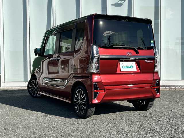ダイハツ タント カスタム RS 福岡県 2019(令1)年 1万km ブラックマイカメタリック/ファイアークォーツレッドメタリック 2トーン ワンオーナー/純正9インチナビ/　（AM/FM/CD/DVD/iPod/SD/BT/HDMI/TV）/アラウンドビュー/両側パワースライドドア/スマートアシスト/　・横滑り防止装置/　・衝突被害軽減システム/純正ドライブレコーダー（前後）/運転席ロングスライド/シートヒーター（D席＋N席）/コーナーセンサー（前後）/ETC/LEDライト/フォグランプ/ステアリングスイッチ/電格ミラー/純正マット/ドアバイザー