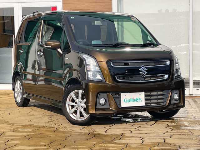 スズキ ワゴンＲ スティングレー HYBRID X 宮崎県 2018(平30)年 6.1万km ブレイブカーキP 純正ナビ　フルセグTV　シートヒーター　ヘッドアップディスプレィ　LEDヘッドライト　プッシュスタートシステム　衝突軽減ブレーキ　レーンキープ　横滑り防止　オートライト