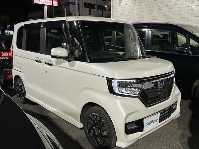 ホンダ Ｎ ＢＯＸ カスタム G L ターボ ホンダセンシング 道央・札幌 2018(平30)年 6.5万km プレミアムホワイトパールⅡ 純正ナビ（FM/AM/CD/DVD/BT/SD/フルセグTV）/バックカメラ/ETC/ドライブレコーダー/クルーズコントロール/エンジンスターター/前席シートヒーター/両側パワースライドドア/プッシュスタート/レーンキープアシスト/パドルシフト/後席サンシェード/オートライト/後席サンシェード