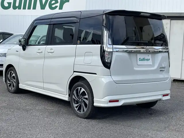スズキ ソリオ バンディット HV MV 福島県 2024(令6)年 0.3万km ピュアホワイトパール/ガンメタリック2トーン ワンオーナー/４ＷＤ/ＫＥＮＷＯＯＤ：オーディオ/Ｂｌｕｅｔｏｏｔｈ/ＣＤ/ＦＭ・ＡＭ/両側パワースライドドア/クルーズコントロール追従有/レーンアシスト/前席シートヒーター/衝突軽減ブレーキ