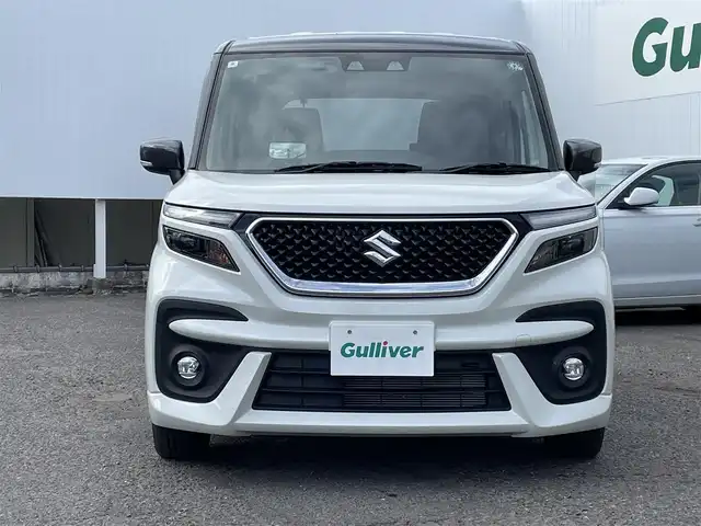 スズキ ソリオ バンディット HV MV 福島県 2024(令6)年 0.3万km ピュアホワイトパール/ガンメタリック2トーン ワンオーナー/４ＷＤ/ＫＥＮＷＯＯＤ：オーディオ/Ｂｌｕｅｔｏｏｔｈ/ＣＤ/ＦＭ・ＡＭ/両側パワースライドドア/クルーズコントロール追従有/レーンアシスト/前席シートヒーター/衝突軽減ブレーキ