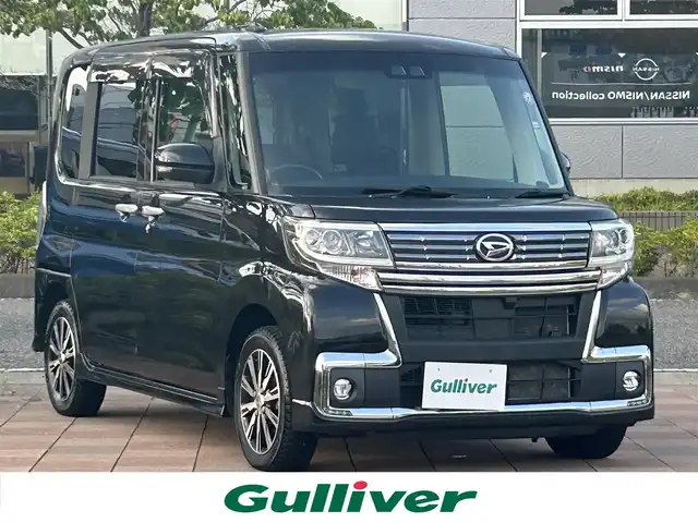ダイハツ タント カスタム X トップED SA Ⅲ 福島県 2018(平30)年 6.9万km ブラックマイカメタリック 4WD/純正ナビ（CD/DVD/BT/USB）/バックカメラ/純正フロアマット/衝突軽減ブレーキ/シートヒーター/横滑り防止機能/アイドリングストップ/片側パワースライドドア/電格ミラー/シガーソケット/エンジンスターター/オートビーム/オートハイビーム