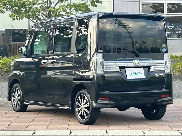 ダイハツ タント カスタム X トップED SA Ⅲ 福島県 2018(平30)年 6.9万km ブラックマイカメタリック 4WD/純正ナビ（CD/DVD/BT/USB）/バックカメラ/純正フロアマット/衝突軽減ブレーキ/シートヒーター/横滑り防止機能/アイドリングストップ/片側パワースライドドア/電格ミラー/シガーソケット/エンジンスターター/オートビーム/オートハイビーム