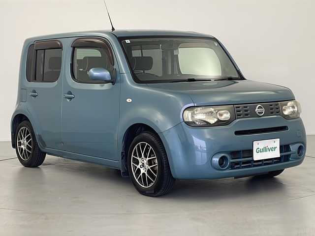 日産 キューブ 15X インディゴ+プラズマ 岐阜県 2011(平23)年 8.3万km アッシュブルー プッシュスタート/スマートキー/スタッドレス積込み（社外アルミホイール）/パワーウィンドウ/ドアバイザー/エアバック（運転席＋助手席）/電格ミラー/純正メーカーナビ/Bluetooth接続/フルセグテレビ/ベンチシート/純正マット