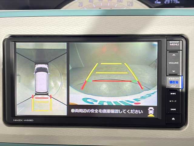 ダイハツ ムーヴ キャンバス X メイクアップ リミテッド SAⅢ 沖縄県 2018(平30)年 3万km パールホワイトⅢ/ファインミントメタリック 2トーン 禁煙車　/純正ナビ[NMZK-W69D]/（ＣＤ/ＤＶＤ/Ｂｌｕｅｔｏｏｔｈ）/全方位カメラ/バックカメラ/両側パワースライド/純正フロアマット/ＵＳＢ入力端子/スマートキー/プッシュスタート/ステアリングスイッチ/取扱説明書