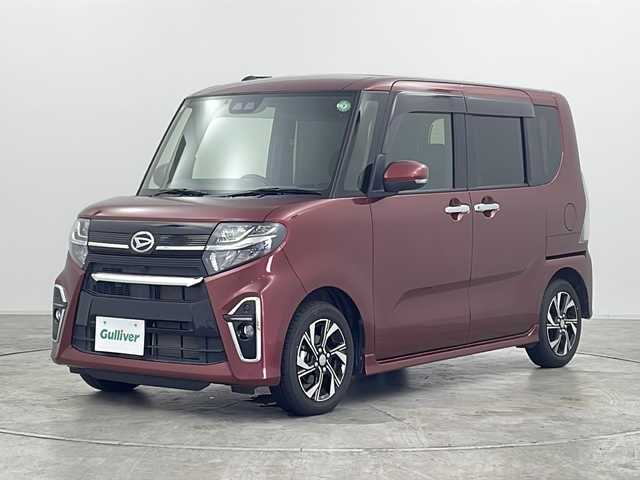 ダイハツ タント カスタム X 群馬県 2019(令1)年 4.6万km ファイアークォーツレッドM 純正ナビ バックカメラ　衝突被害軽減ブレーキ　ウェルカムオープン両側電動スライドドア　ロングスライドシート　ハーフレザーシート　前席シートヒーター　アイドリングストップ　LED　オートライト　禁煙車