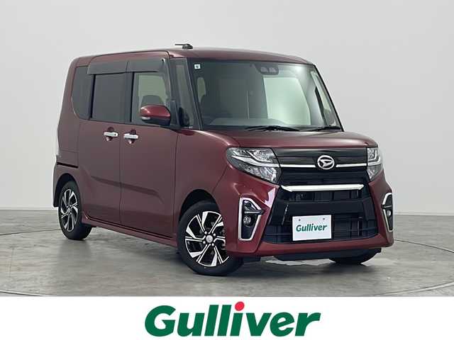 ダイハツ タント カスタム X 群馬県 2019(令1)年 4.6万km ファイアークォーツレッドM 純正ナビ バックカメラ　衝突被害軽減ブレーキ　ウェルカムオープン両側電動スライドドア　ロングスライドシート　ハーフレザーシート　前席シートヒーター　アイドリングストップ　LED　オートライト　禁煙車