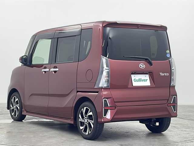 ダイハツ タント カスタム X 群馬県 2019(令1)年 4.6万km ファイアークォーツレッドM 純正ナビ バックカメラ　衝突被害軽減ブレーキ　ウェルカムオープン両側電動スライドドア　ロングスライドシート　ハーフレザーシート　前席シートヒーター　アイドリングストップ　LED　オートライト　禁煙車