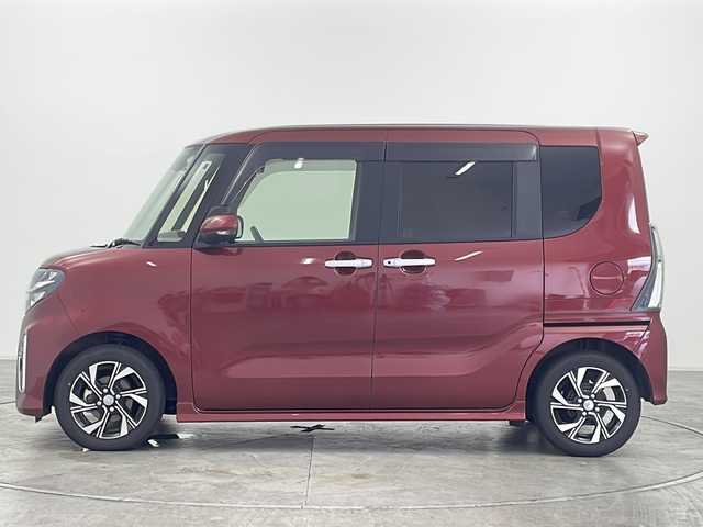 ダイハツ タント カスタム X 群馬県 2019(令1)年 4.6万km ファイアークォーツレッドM 純正ナビ バックカメラ　衝突被害軽減ブレーキ　ウェルカムオープン両側電動スライドドア　ロングスライドシート　ハーフレザーシート　前席シートヒーター　アイドリングストップ　LED　オートライト　禁煙車