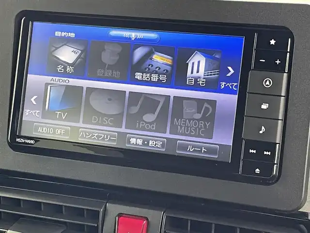 ダイハツ タント カスタム X 群馬県 2019(令1)年 4.6万km ファイアークォーツレッドM 純正ナビ バックカメラ　衝突被害軽減ブレーキ　ウェルカムオープン両側電動スライドドア　ロングスライドシート　ハーフレザーシート　前席シートヒーター　アイドリングストップ　LED　オートライト　禁煙車