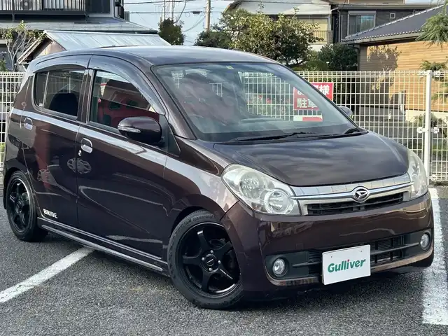 ダイハツ ミラ カスタム X 静岡県 2010(平22)年 7.3万km プラムブラウンクリスタルマイカ 社外ディスプレイオーディオ/YouTube視聴可能/社外15インチAW/BRIDE製シート