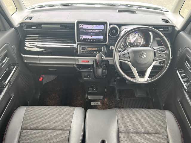 スズキ スペーシア カスタム HYBRID XS ターボ 佐賀県 2021(令3)年 5.8万km ピュアホワイトパール/ブラック2トーン ワンオーナー/純正8インチSDナビゲーション/・フルセグTV/CD/DVD/SD/USB/Bluetooth/全方位モニター/前後ドライブレコーダー/ビルトインETC/ヘッドアップディスプレイ/両側パワースライドドア/天井サーキュレーター/ハーフレザーシート/D席シートヒーター/後席サンシェード/ISOFIX対応/パドルシフト/革巻きステアリング/ステアリングリモコン/純正15インチアルミホイール/純正LEDヘッドライト/・オートマチックハイビーム/純正LEDフォグランプ/純正フロアマット/新車保証書/取扱説明書/スズキセーフティサポート/・アダプティブクルーズコントロール/・車線逸脱警報機能/・デュアルカメラブレーキサポート/・クリアランスソナー