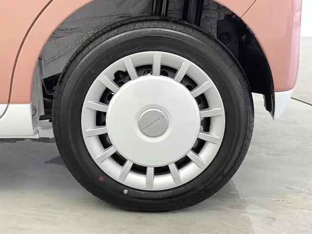 ダイハツ ムーヴ キャンバス ストライプス G 熊本県 2024(令6)年 0.1千km シャイニングホワイトパール/アプリコットピンクメタリック ナビ装着用アップグレードパック/両側パワースライドドア/USBソケット/保温カップホルダー/前席シートヒーター/プッシュスタート/電動格納ミラー/純正ホイールキャップ/前後コーナーセンサー/LEDライト/フォグランプ/オートライト/オートホールド/ステアリングスイッチ/スペアキー