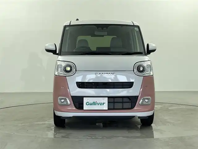 ダイハツ ムーヴ キャンバス ストライプス G 熊本県 2024(令6)年 0.1千km シャイニングホワイトパール/アプリコットピンクメタリック ナビ装着用アップグレードパック/両側パワースライドドア/USBソケット/保温カップホルダー/前席シートヒーター/プッシュスタート/電動格納ミラー/純正ホイールキャップ/前後コーナーセンサー/LEDライト/フォグランプ/オートライト/オートホールド/ステアリングスイッチ/スペアキー