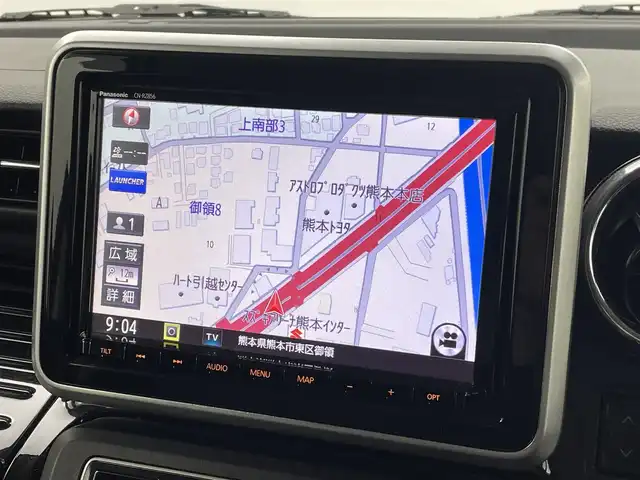 スズキ スペーシア カスタム HYBRID XS ターボ 熊本県 2019(令1)年 4.3万km ピュアホワイトP ワンオーナー/禁煙車　/社外8インチナビCN-RZ856（ＣＤ・ＤＶＤ・フルセグ・ＢＴ・ＳＤ・ＵＳＢ）/全周囲カメラ　/社外前方ドライブレコーダー　/両側パワースライドドア　/後ろのみコーナーセンサー　/運転席シートヒーター　/クルーズコントロール/衝突軽減ブレーキ/横滑り防止/アイドリングストップ/ハーフレザーシート/純正フロアマット/純正１５インチAW/オートライト/LEDヘッドライト/オートマチックハイビーム/フォグライト/スマートキー/プッシュスタート/スペアキー1本/保証書/取扱説明書