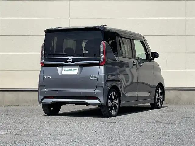 日産 ルークス HWS Gターボ プロパイロットED 茨城県 2022(令4)年 5.5万km チタニウムグレーメタリック 純正９インチナビ/アラウンドビューモニター/革巻きステアリング/ステアリングスイッチ/プロパイロット/両側パワースライドドア/LEDヘッドライト/ETC/プッシュスタート/スマートキー×2/コーナーセンサー