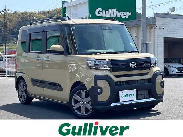 ダイハツ タント ファンクロスターボ 山口県 2024(令6)年 0.1万km サンドベージュメタリック ワンオーナー/(CD/DVD/Bluetooth/フルセグTV)/全周囲カメラ/前後ドライブレコーダー/ETC/両側パワースライドドア/衝突軽減ブレーキ/レーンキープアシスト/コーナーセンサー/前席シートヒーター/パーキングアシスト/ステアリングスイッチ/オートライト/オートハイビーム/LEDヘッドランプ/フォグランプ/プッシュスタート/スマートキー/アイドリングストップ/純正アルミホイール/純正フロアマット/取扱説明書/保証書