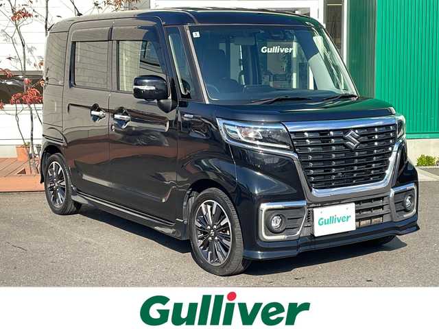 スズキ スペーシア カスタム HYBRID XS 青森県 2018(平30)年 8万km ブルーイッシュブラックパール3 4WD/ワンオーナー/純正SDナビ・フルセグTV/CD・DVD・Bluetooth・SD/全方位モニター/両側パワースライドドア/合皮コンビシート/前席シートヒーター/ヘッドアップディスプレイ/セーフティサポート/デュアルセンサーブレーキサポート/車線逸脱警報機能/誤発進抑制機能/ハイビームアシスト/リアパーキングセンサー/前方ドライブレコーダー/ビルトインETC/シートバックテーブル/後席サンシェード/スリムサーキュレーター/LEDヘッドライト/LEDフォグランプ/純正15インチアルミホイール