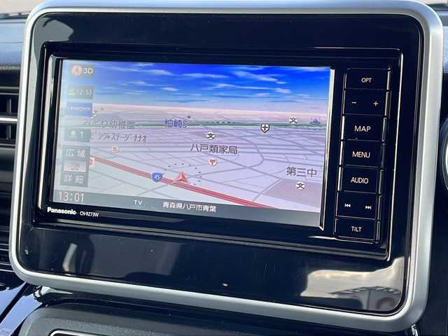 スズキ スペーシア カスタム HYBRID XS 青森県 2018(平30)年 8万km ブルーイッシュブラックパール3 4WD/ワンオーナー/純正SDナビ・フルセグTV/CD・DVD・Bluetooth・SD/全方位モニター/両側パワースライドドア/合皮コンビシート/前席シートヒーター/ヘッドアップディスプレイ/セーフティサポート/デュアルセンサーブレーキサポート/車線逸脱警報機能/誤発進抑制機能/ハイビームアシスト/リアパーキングセンサー/前方ドライブレコーダー/ビルトインETC/シートバックテーブル/後席サンシェード/スリムサーキュレーター/LEDヘッドライト/LEDフォグランプ/純正15インチアルミホイール