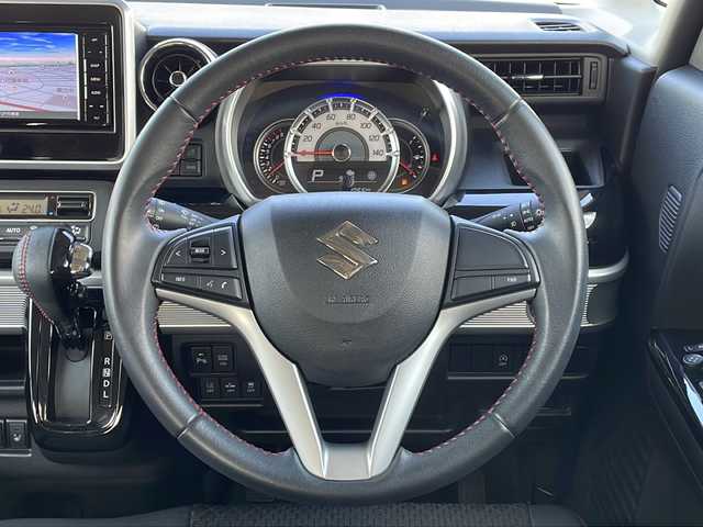 スズキ スペーシア カスタム HYBRID XS 青森県 2018(平30)年 8万km ブルーイッシュブラックパール3 4WD/ワンオーナー/純正SDナビ・フルセグTV/CD・DVD・Bluetooth・SD/全方位モニター/両側パワースライドドア/合皮コンビシート/前席シートヒーター/ヘッドアップディスプレイ/セーフティサポート/デュアルセンサーブレーキサポート/車線逸脱警報機能/誤発進抑制機能/ハイビームアシスト/リアパーキングセンサー/前方ドライブレコーダー/ビルトインETC/シートバックテーブル/後席サンシェード/スリムサーキュレーター/LEDヘッドライト/LEDフォグランプ/純正15インチアルミホイール