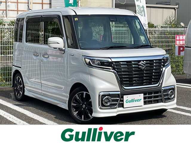 スズキ スペーシア カスタム HYBRID XS ターボ 兵庫県 2020(令2)年 4.7万km ピュアホワイトP ターボ車/セーフティサポート（予防安全技術）/デュアルセンサーブレーキサポート/車線逸脱警報/先行車発信お知らせ/後退時ブレーキサポート/リアパーキングセンサー/誤発信抑制/ふらつき警報/ハイビームアシスト/後方誤発進抑制/ディスプレイオーディオ/Bluetooth/USB/AUX/AppleCarPlay/全方位カメラ/ヘッドアップディスプレイ/両側パワースライドドア/前後ドライブレコーダー/パドルシフト/LEDヘッドランプ/オートライト/社外LEDフォグランプ（純正積込）/社外ワインカーミラーレンズ（純正積込）/SRSエアバック（運転席/助手席/サイド/カーテン）/オートエアコン/エコクール/リアヒーターダクト/スリムサーキュレーター/運転席シートヒーター/合皮ハーフレザーシート/パーソナルテーブル（後席左右）/保証書/取説/スペアキー