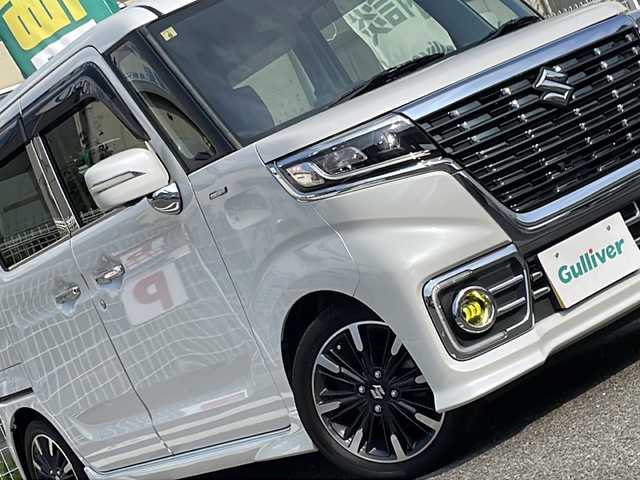 スズキ スペーシア カスタム HYBRID XS ターボ 兵庫県 2020(令2)年 4.7万km ピュアホワイトP ターボ車/セーフティサポート（予防安全技術）/デュアルセンサーブレーキサポート/車線逸脱警報/先行車発信お知らせ/後退時ブレーキサポート/リアパーキングセンサー/誤発信抑制/ふらつき警報/ハイビームアシスト/後方誤発進抑制/ディスプレイオーディオ/Bluetooth/USB/AUX/AppleCarPlay/全方位カメラ/ヘッドアップディスプレイ/両側パワースライドドア/前後ドライブレコーダー/パドルシフト/LEDヘッドランプ/オートライト/社外LEDフォグランプ（純正積込）/社外ワインカーミラーレンズ（純正積込）/SRSエアバック（運転席/助手席/サイド/カーテン）/オートエアコン/エコクール/リアヒーターダクト/スリムサーキュレーター/運転席シートヒーター/合皮ハーフレザーシート/パーソナルテーブル（後席左右）/保証書/取説/スペアキー